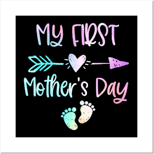 My First Mother'S Day For New Mom Mother Pregnancy Tie Dye Posters and Art